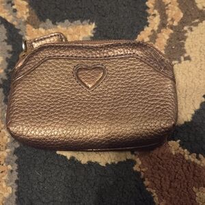 Brighton Vtg Metallic Bronze Heart-Embellished Women's Small Coin Bag